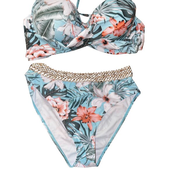 160. SHEIN Tropical Print Bikini – Size Large, Two-Piece Swimsuit - Picture 1 of 2
